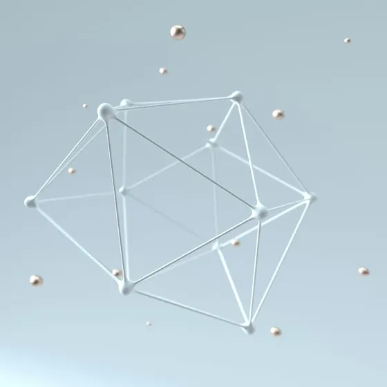Symbolbild für Generative Engine Optimization: Knotenpunkte die eine abstrakte geometrische Form bilden.